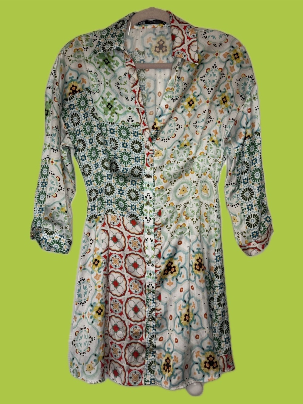 ZARA NEW WOMAN SHORT PRINTED SHIRT DRESS XS